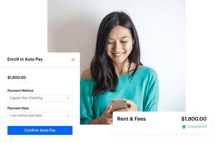 Girl exploring the automated rent collection app by Baselane