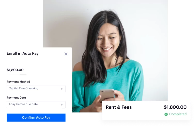 Girl exploring the automated rent collection app by Baselane