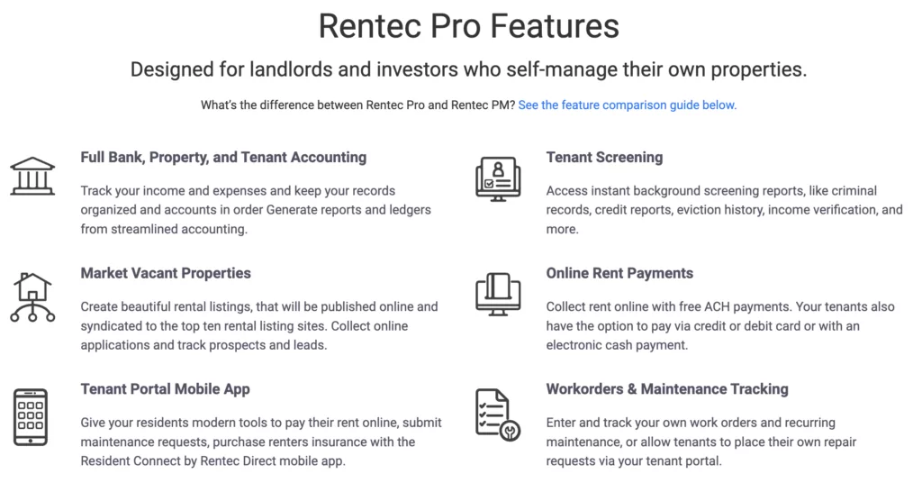 Rentec Direct key features