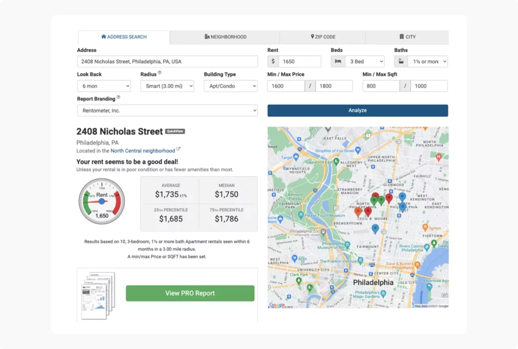 Onliine rent estimate tool