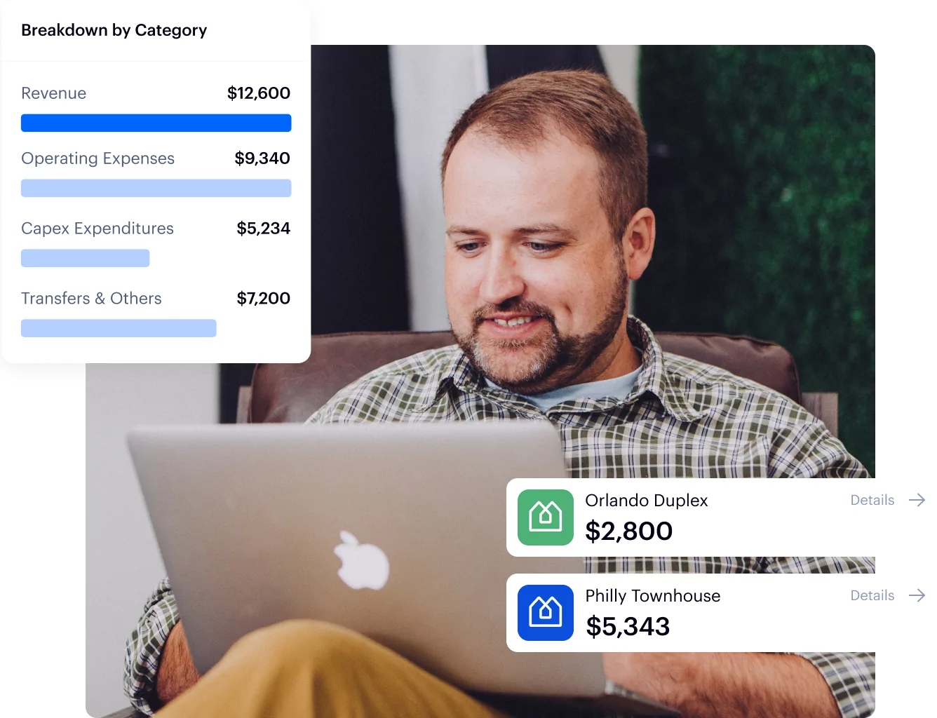 Man exploring rental property accounting software by Baselane