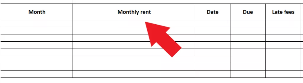 Rent Tracking Table