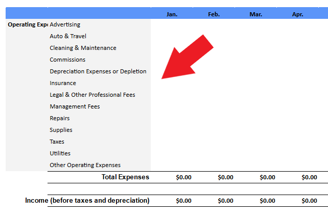add monthly expenses section