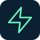A teal lightning bolt icon on a dark blue background.