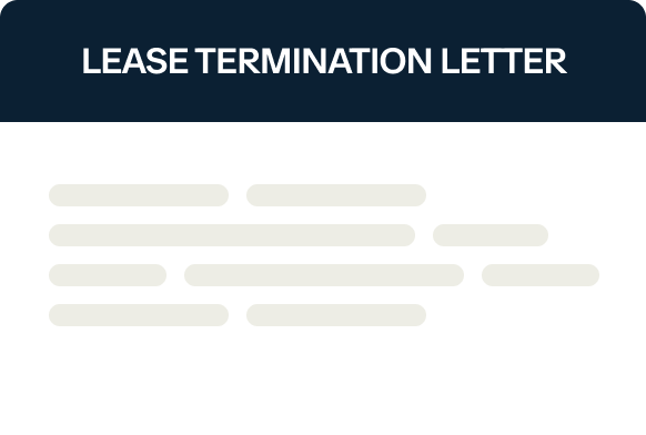 Illustration of a "Lease Termination Letter" with abstract lines representing text on a white background.