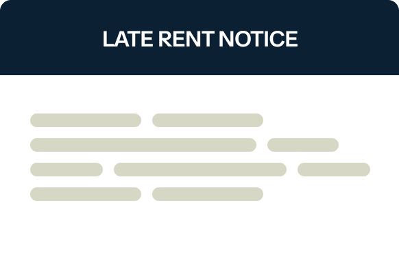 A document titled "Late Rent Notice" with placeholder text beneath the heading.