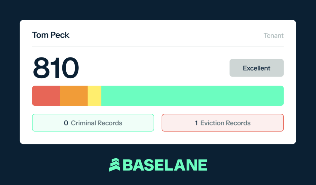 A screenshot of Baselane, alluding to the topic of tenant screening services for landlords.