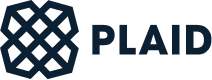 The image features the Plaid logo with a geometric design resembling a woven pattern on the left, followed by the word "PLAID" in bold, dark blue letters.