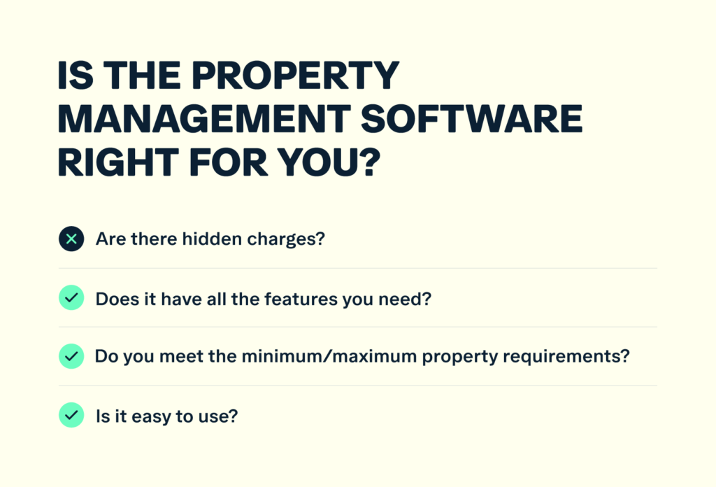A chart showing how to determine if property management software is right for the reader