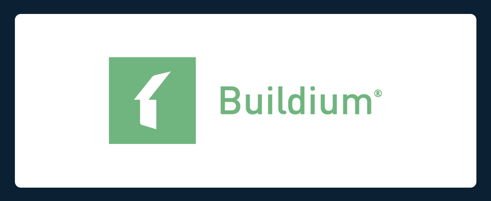 Green square logo with a white abstract shape on the left, next to the word "Buildium" in green text on a white background.